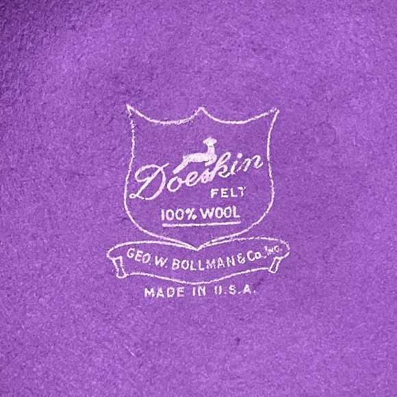 Vintage Purple Wool Hat with Feathers Geo. W. Bollman & Co Doeskin Felt - Picture 12 of 12